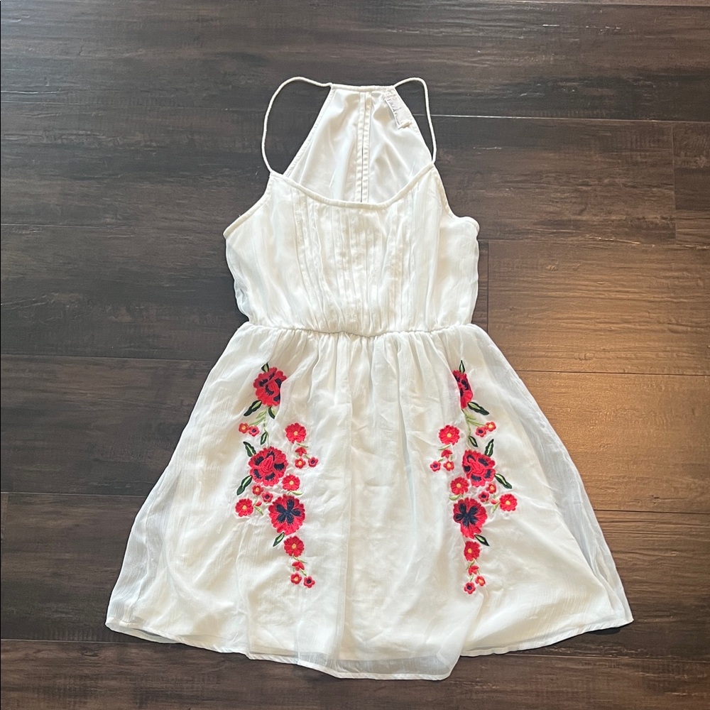 White Ruffled Halter Sundress Mini